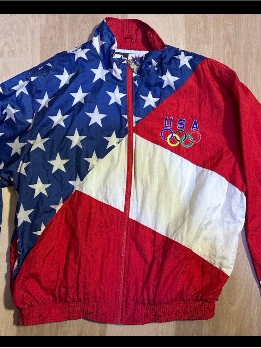 STARTER USA Olympic Stars & Stripes Windbreaker Jacket - Red/Blue/White